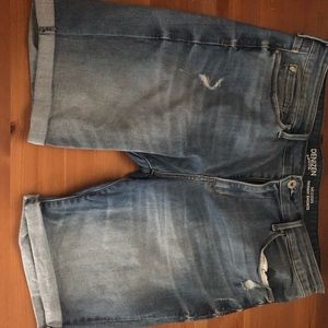 distressed jean shorts